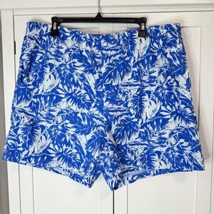 Columbia PFG Men’s XL Swim Trunks Blue Tropical Print Fishing Shorts Mesh Lined